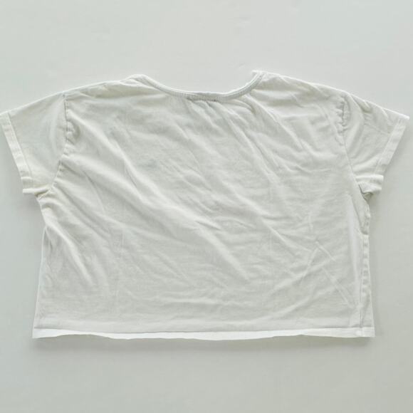 French Connection Femme Cotton Cropped T-Shirt White Size Small Crewneck Jersey - Picture 5 of 5
